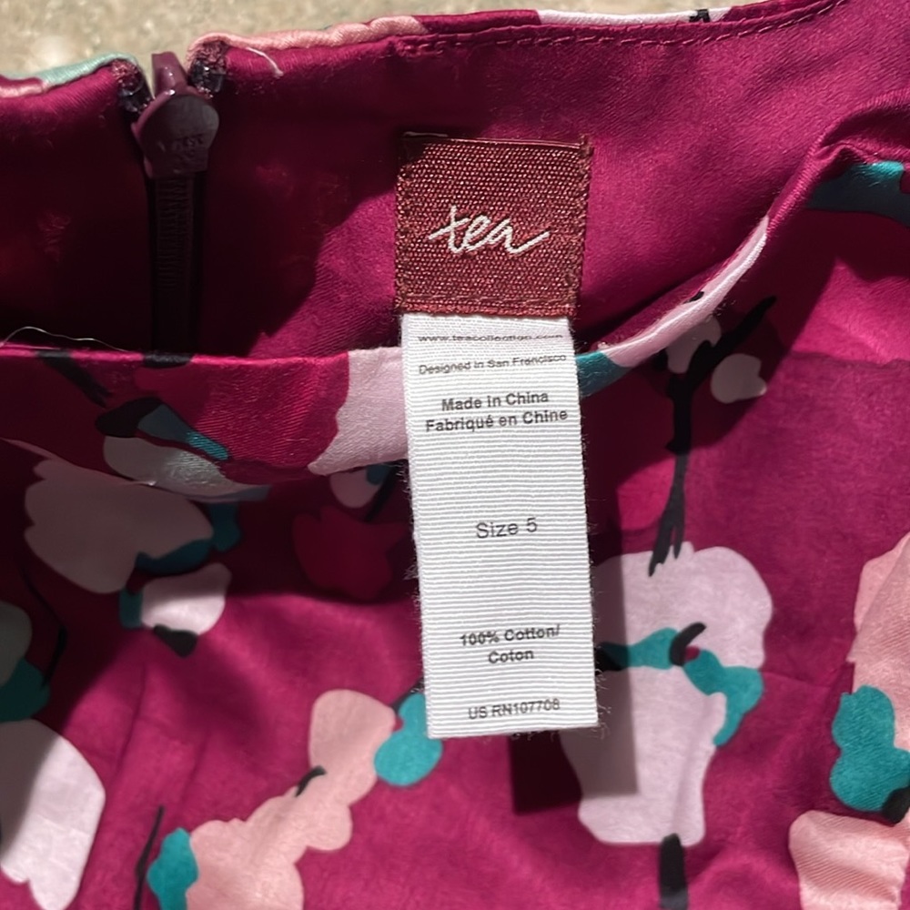Gorgeous size 5 Tea Collection Cotton Floral Dress with Sash - New with Tags - Picture 3 of 6